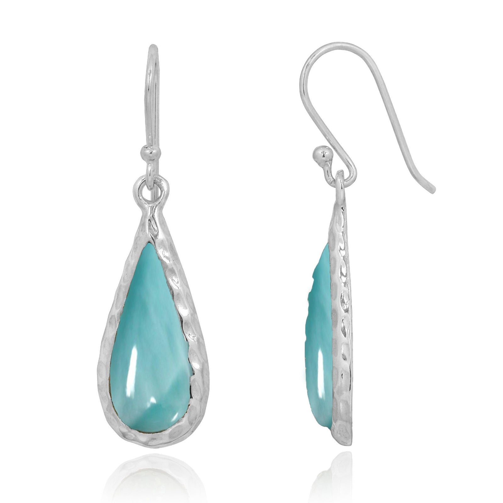 Larimar Oxidized Silver French Wire Earrings