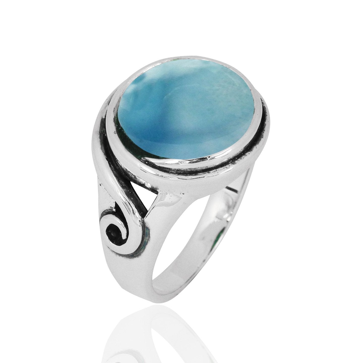 Larimar Oxidized Silver Statement Ring