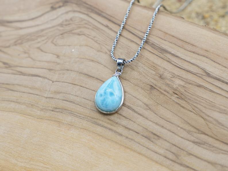 Larimar Teardrop Beach Pendant - Only One Piece Created