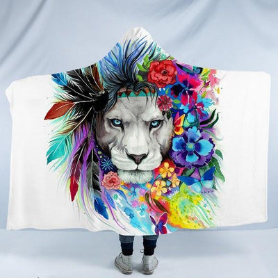 Lazy Lion Vibes Cozy Hooded Blanket