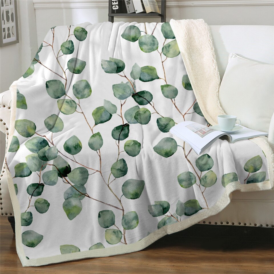 Delicate Leafy Soft Sherpa Blanket