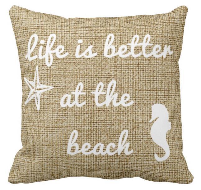 Life is Better at the Beach Starfish & Seahorse Pillow Cover