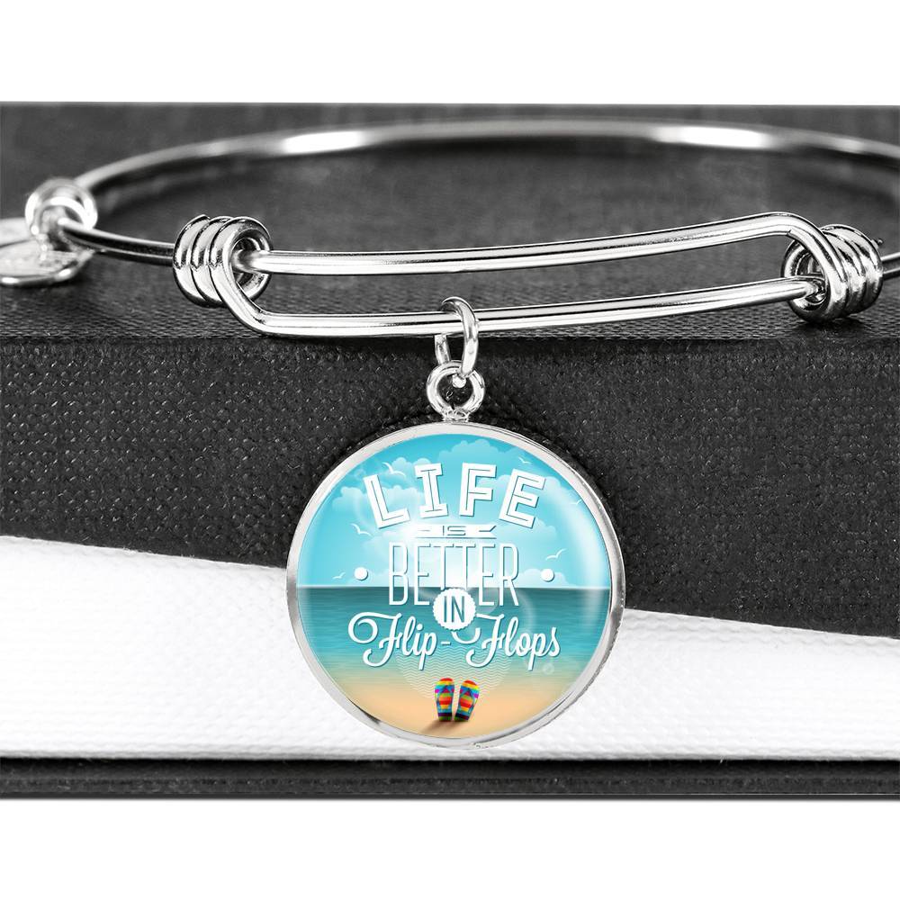 Life is Better in Flip Flops Bangle Bracelet