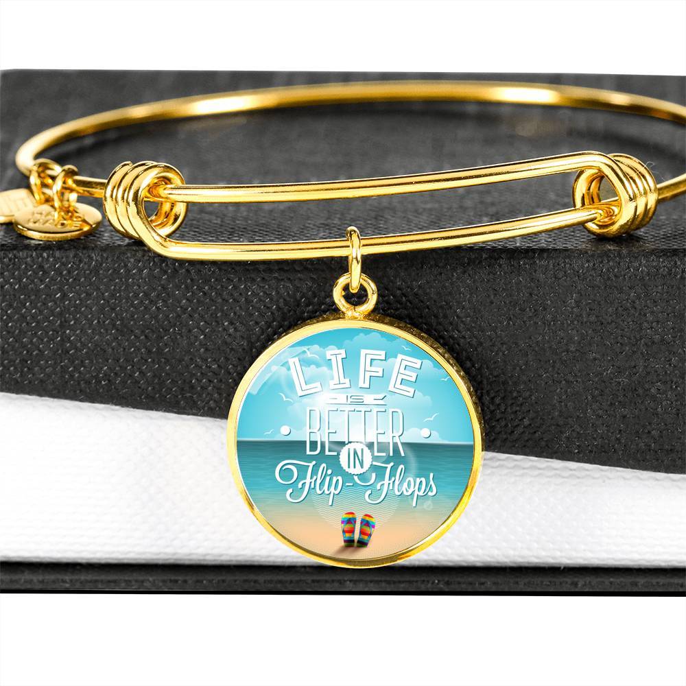 Life is Better in Flip Flops Bangle Bracelet