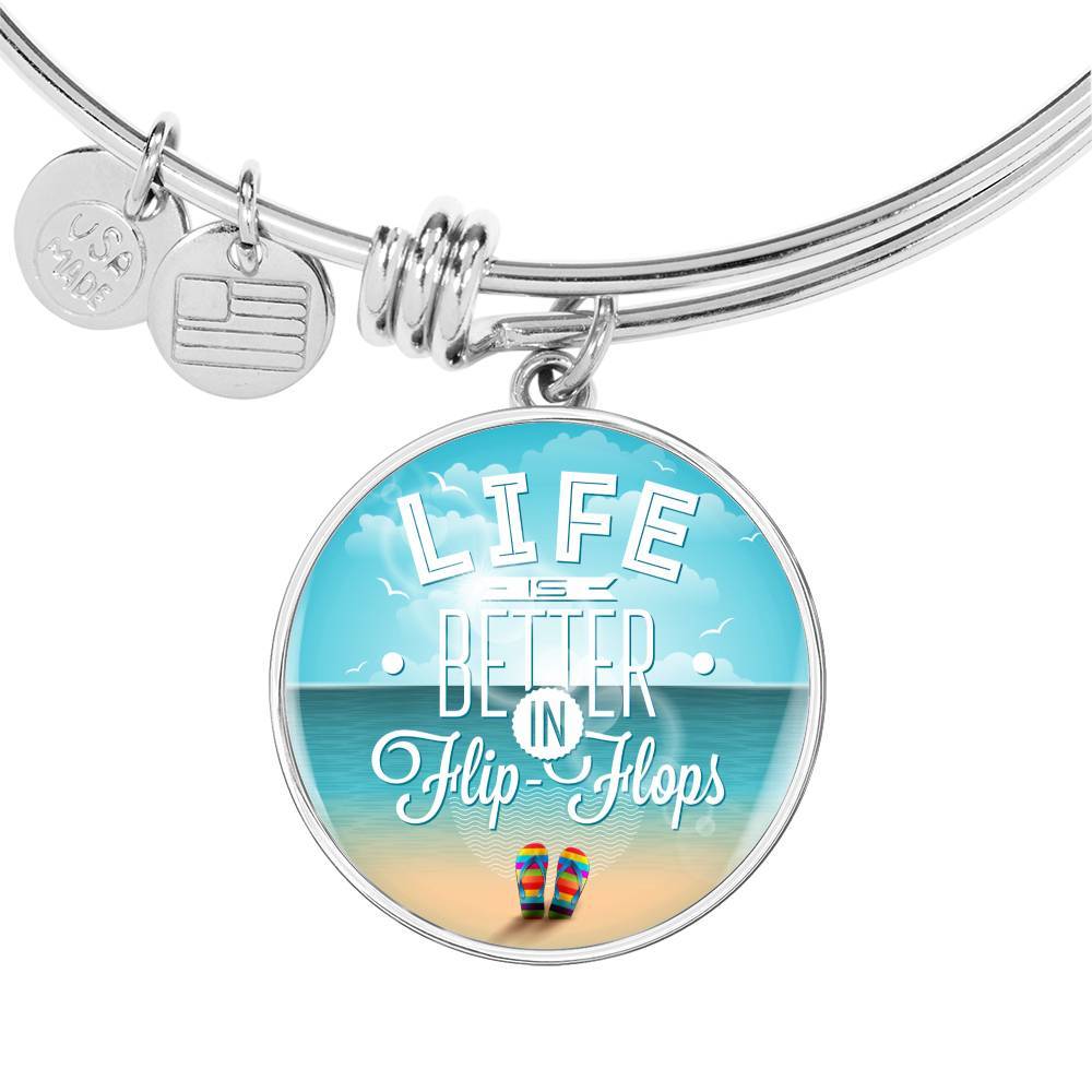 Life is Better in Flip Flops Bangle Bracelet