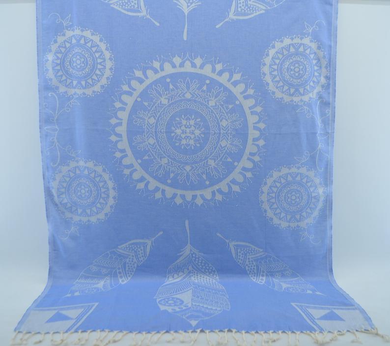 Light Blue Mandala 100% Cotton Towel