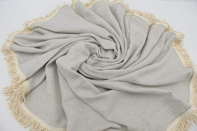 Light Gray 100% Cotton Round Beach Towel