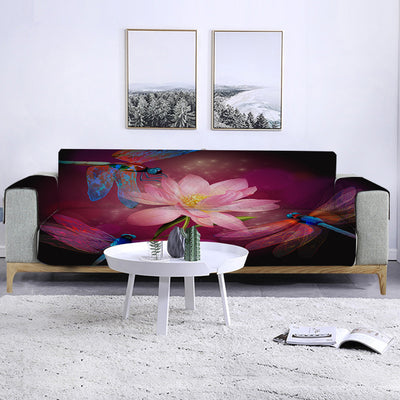 Dragonflies and Lotus Sofa Cover