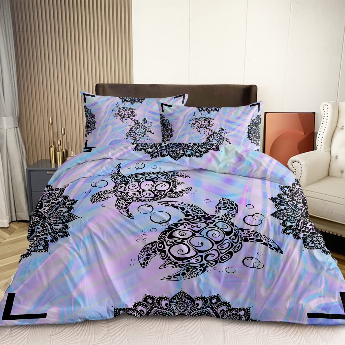 Rainbow Turtle Twist Double Sided Comforter Cover