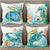 Marine Green Sealife Set of 4 Pillow Covers