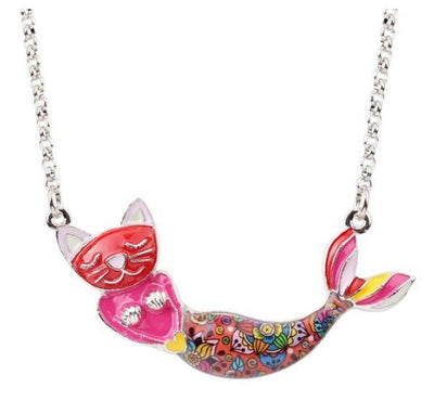 Meow Mermaid - Enamel Pendant Necklace