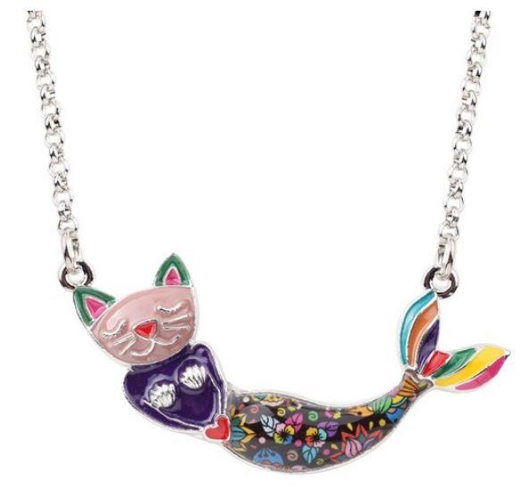 Meow Mermaid - Enamel Pendant Necklace