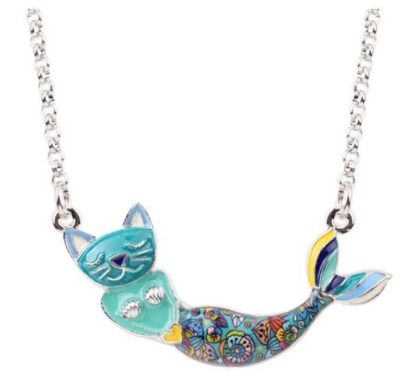 Meow Mermaid - Enamel Pendant Necklace