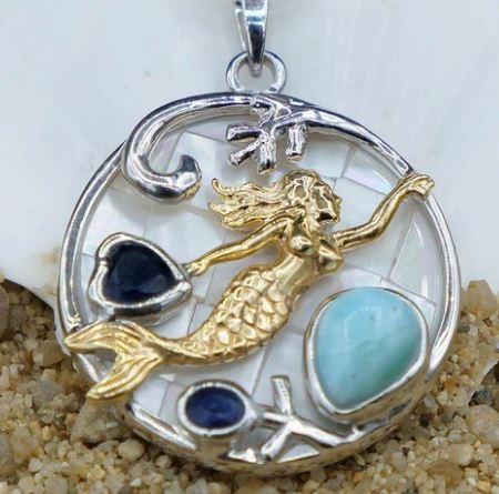 Caribbean Larimar Mermaid Necklace - Miami
