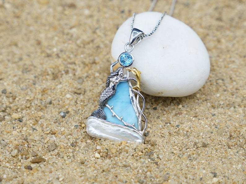 Mermaid with Dolphin Beach Pendant - Only One Piece Created