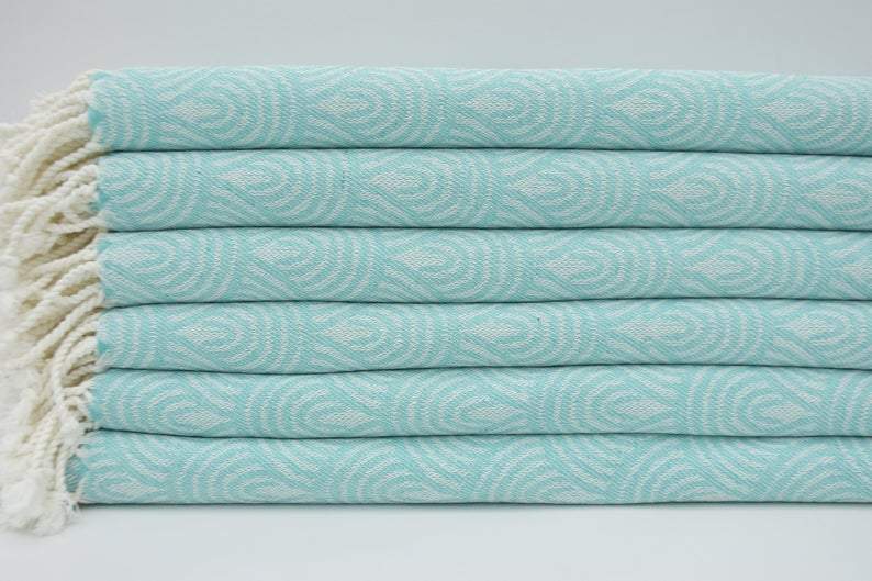 Mint Green Waves 100% Cotton Towel
