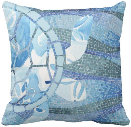 Pillow Cover - Marine Green Sea Life by Coastal Passion