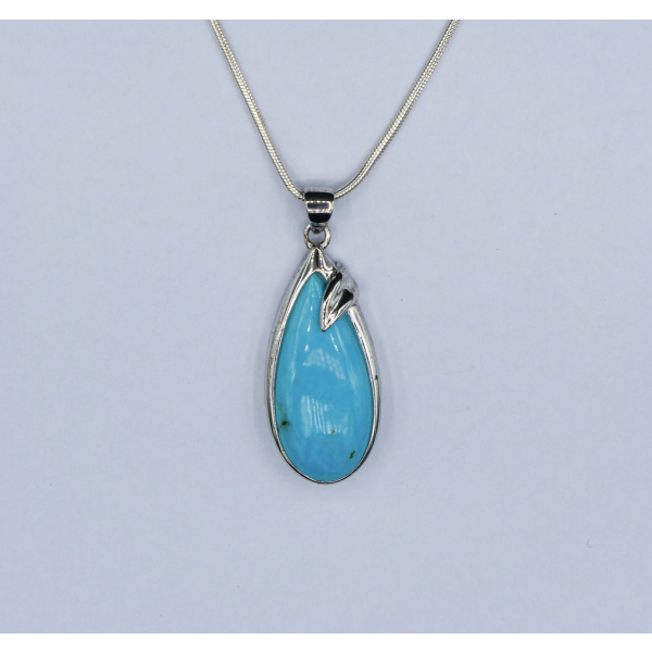 Natural Turquoise Teardrop Pendant - Only One Created