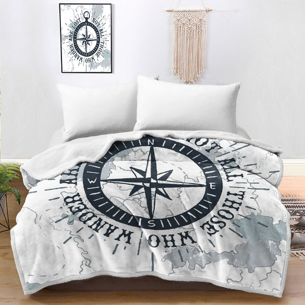 Nautical Compass Comforter Blanket Coastal Passion