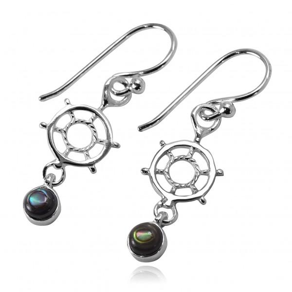 Nautical Helm Earrings with Abalone Shell