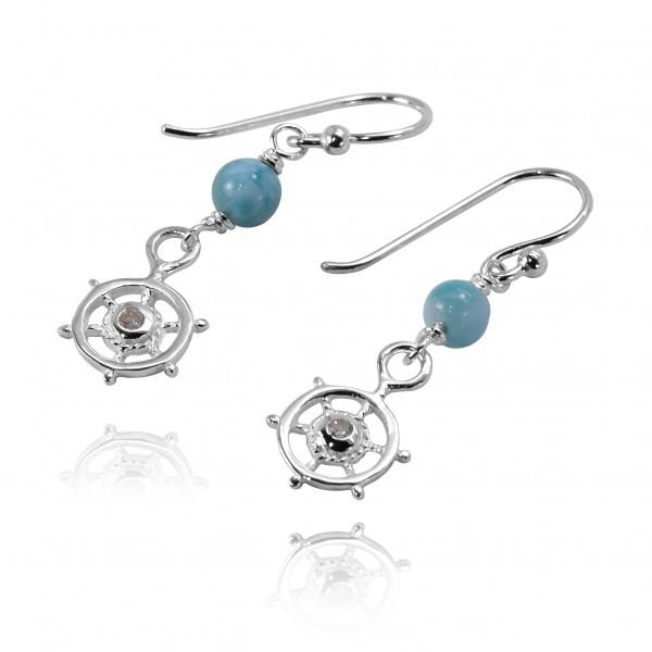 Nautical Helm Earrings with Larimar