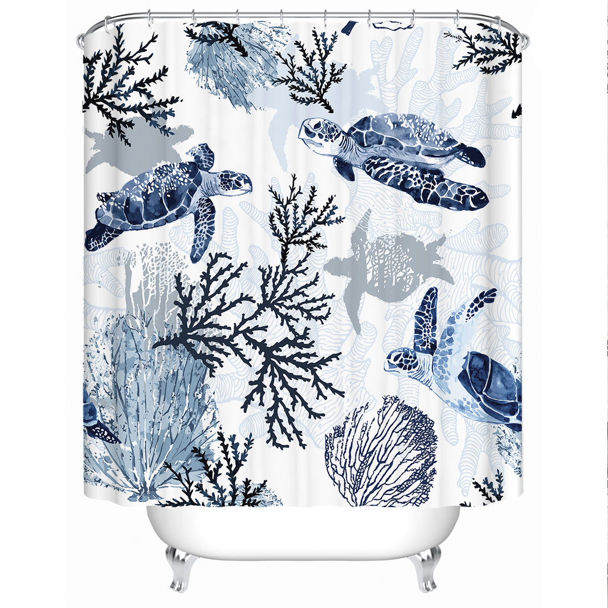 Shower Curtain - Blue Sea Turtles by Coastal Passion