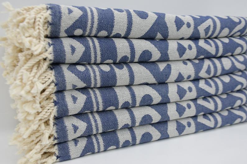 Navy Blue Mandala 100% Cotton Towel