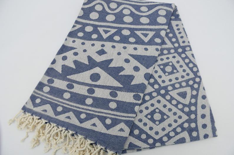 Navy Blue Mandala 100% Cotton Towel