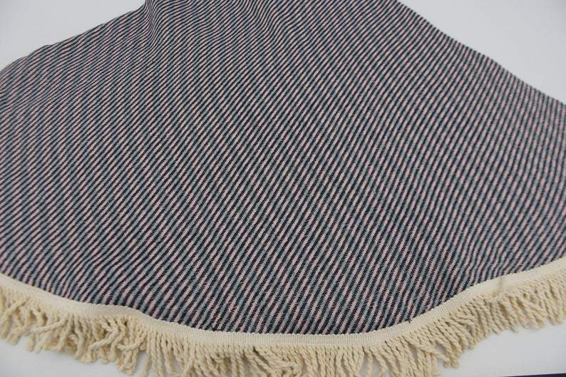 Navy Blue, Pink and Gray 100% Cotton Round Beach Towel