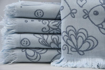 Navy Blue Sea Life 100% Cotton Towel