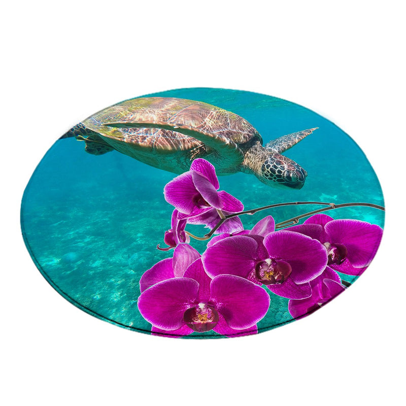 Ocean Orchids Round Area Rug