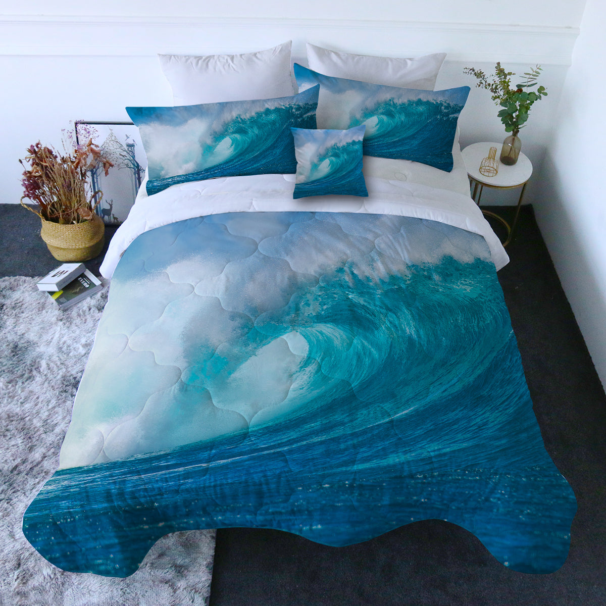 Ocean Wave Comforter with Shams and Pillow Cover