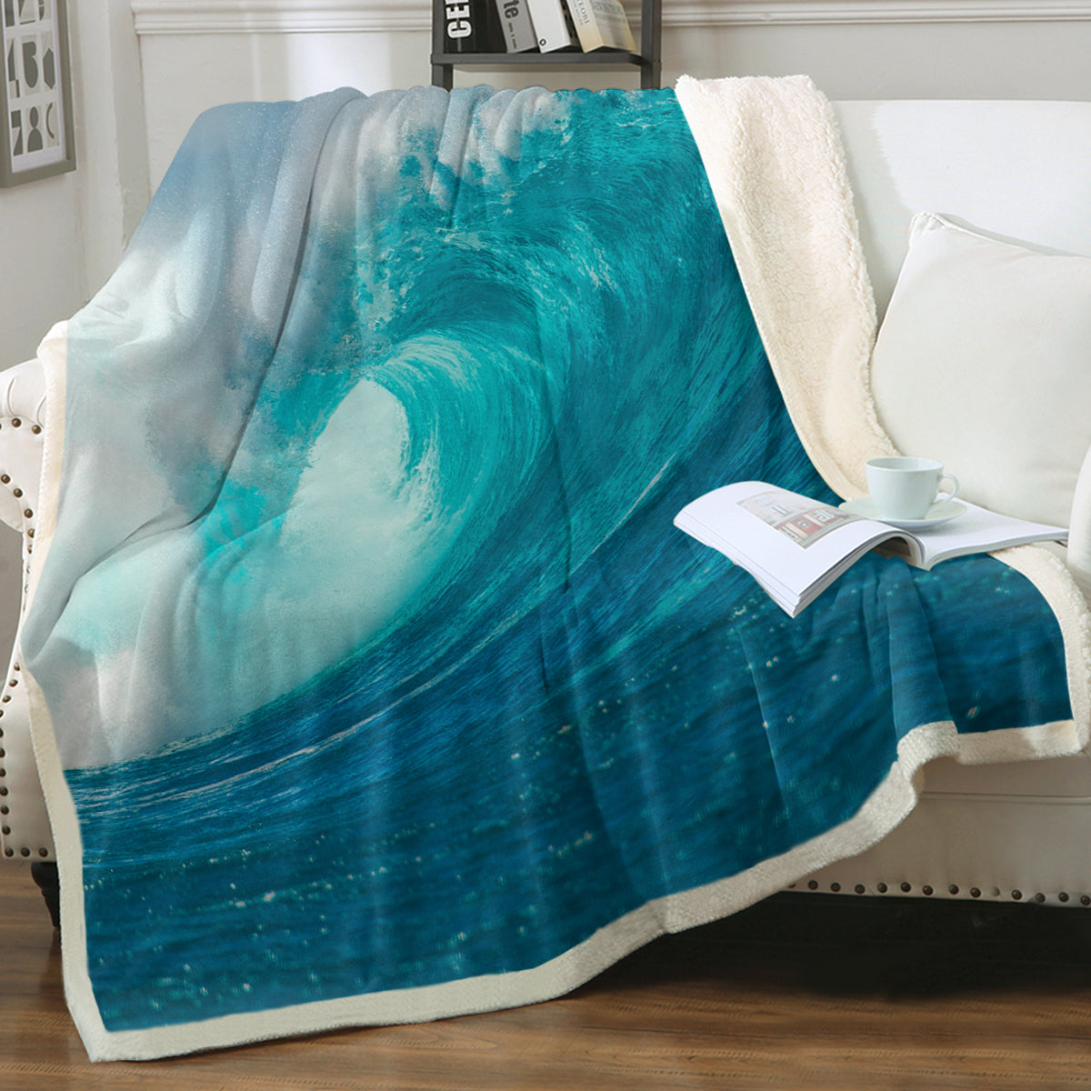 Ocean Wave Soft Sherpa Blanket