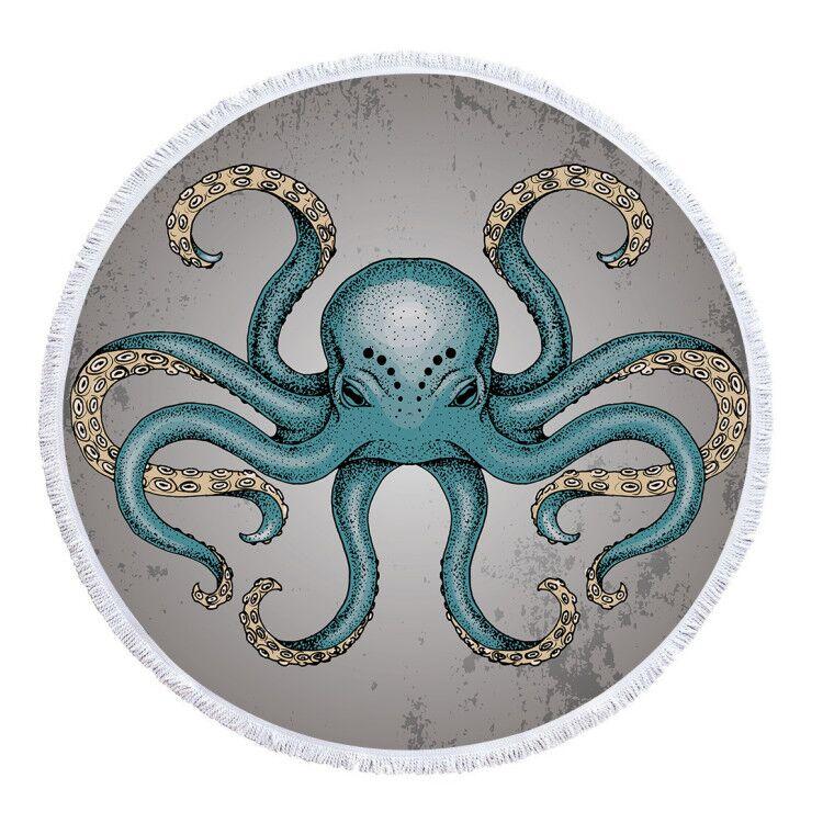 Octopoda Round Beach Towel