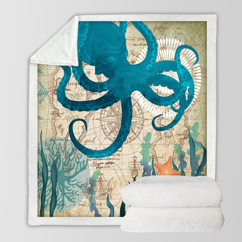Octopus Love Soft Sherpa Blanket