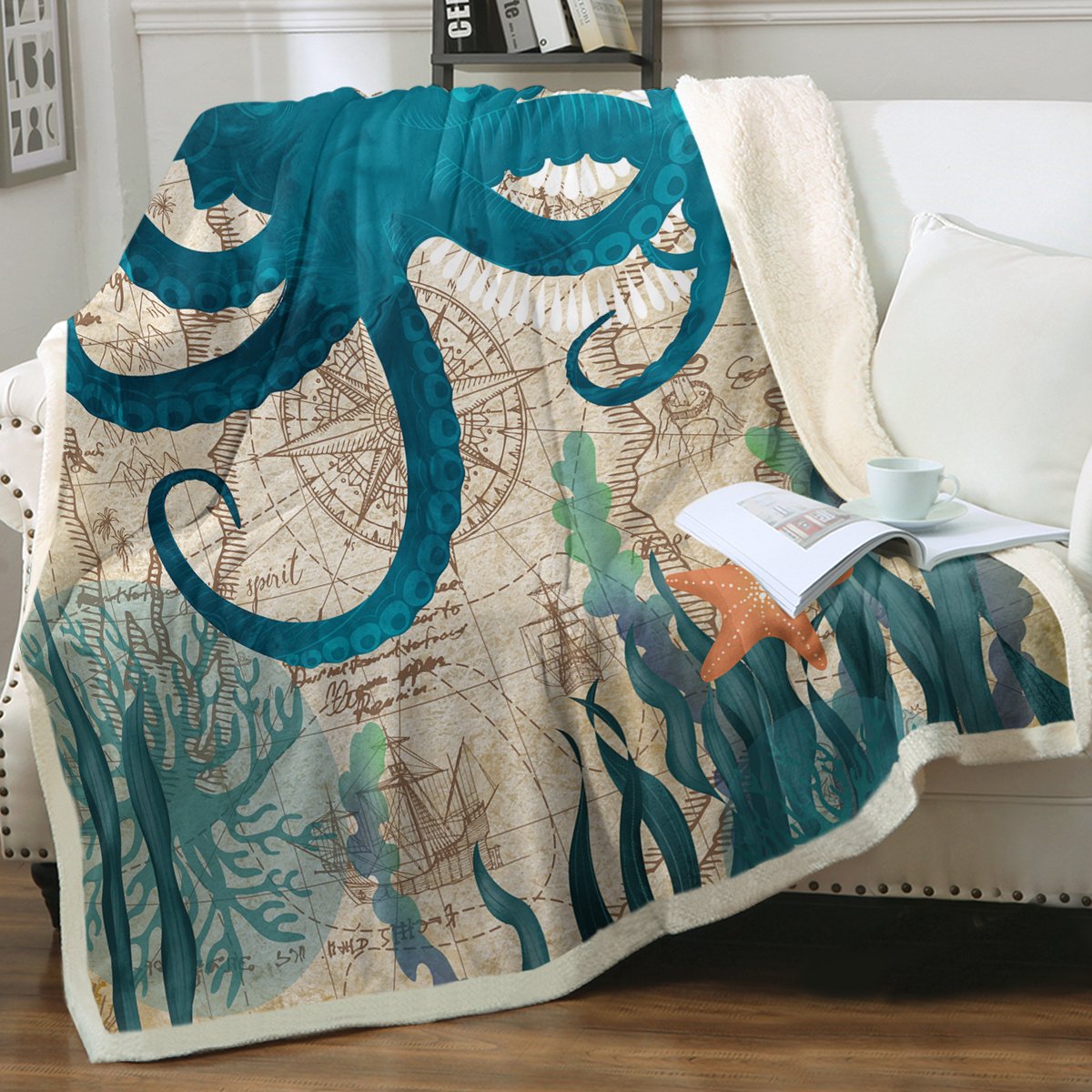 Octopus Love Soft Sherpa Blanket