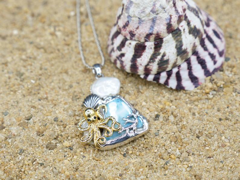 Octopus with Shell Beach Pendant - Only One Piece Created
