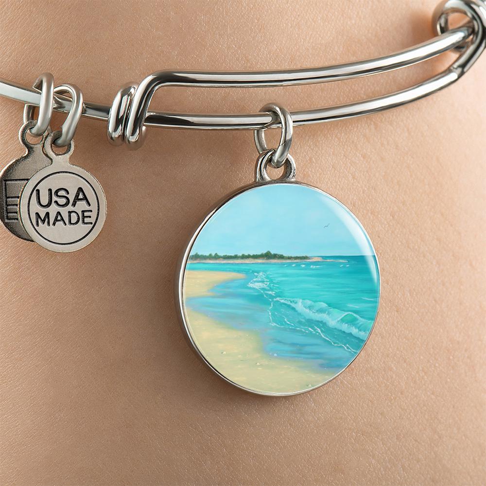 On The Beach Painting Bangle Bracelet