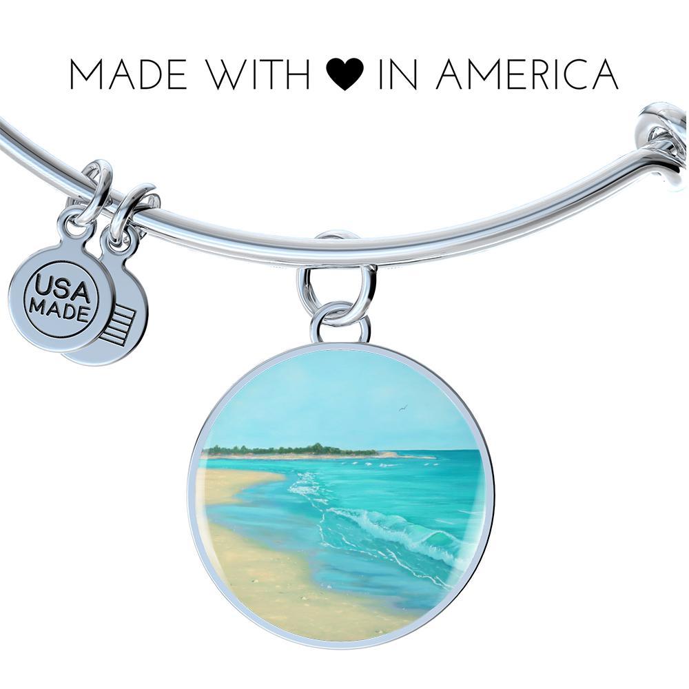 On The Beach Painting Bangle Bracelet