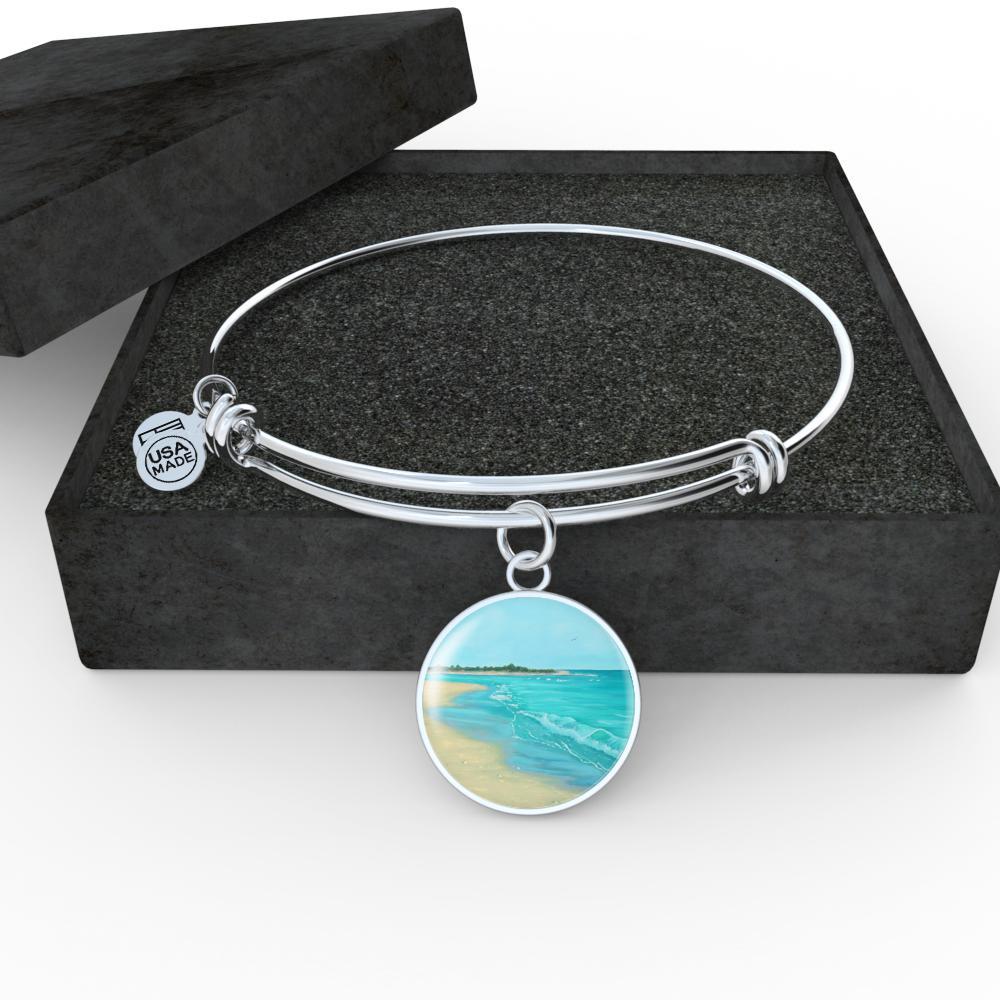On The Beach Painting Bangle Bracelet