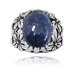 Oxidized Silver Floral Ring with Lapis