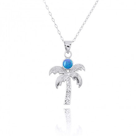 Palm Tree Necklace with Blue Opal - Miami