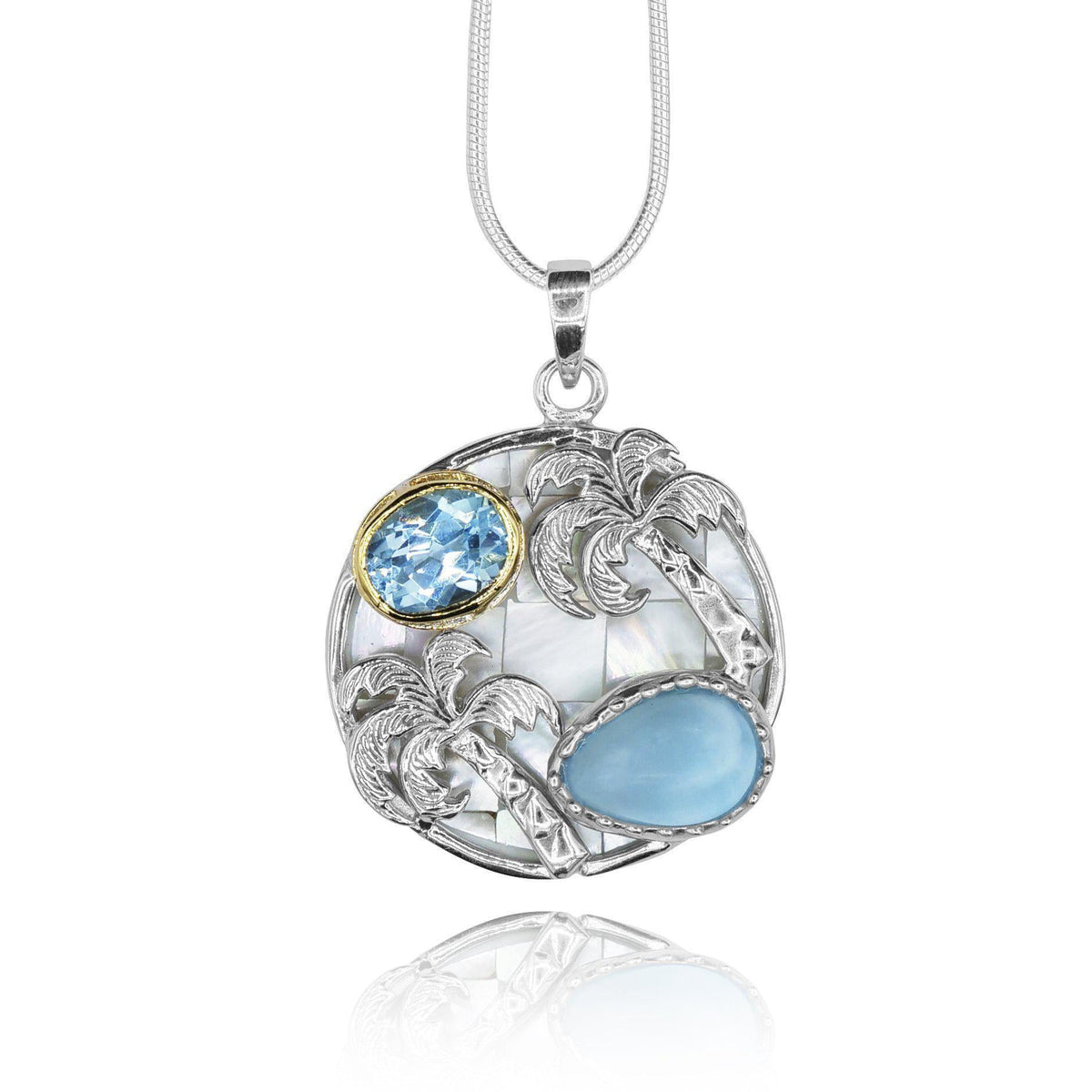 Caribbean Larimar Palm Tree Necklace - Miami