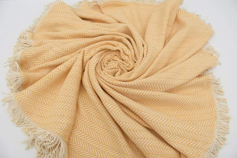 Peach Yellow 100% Cotton Round Beach Towel