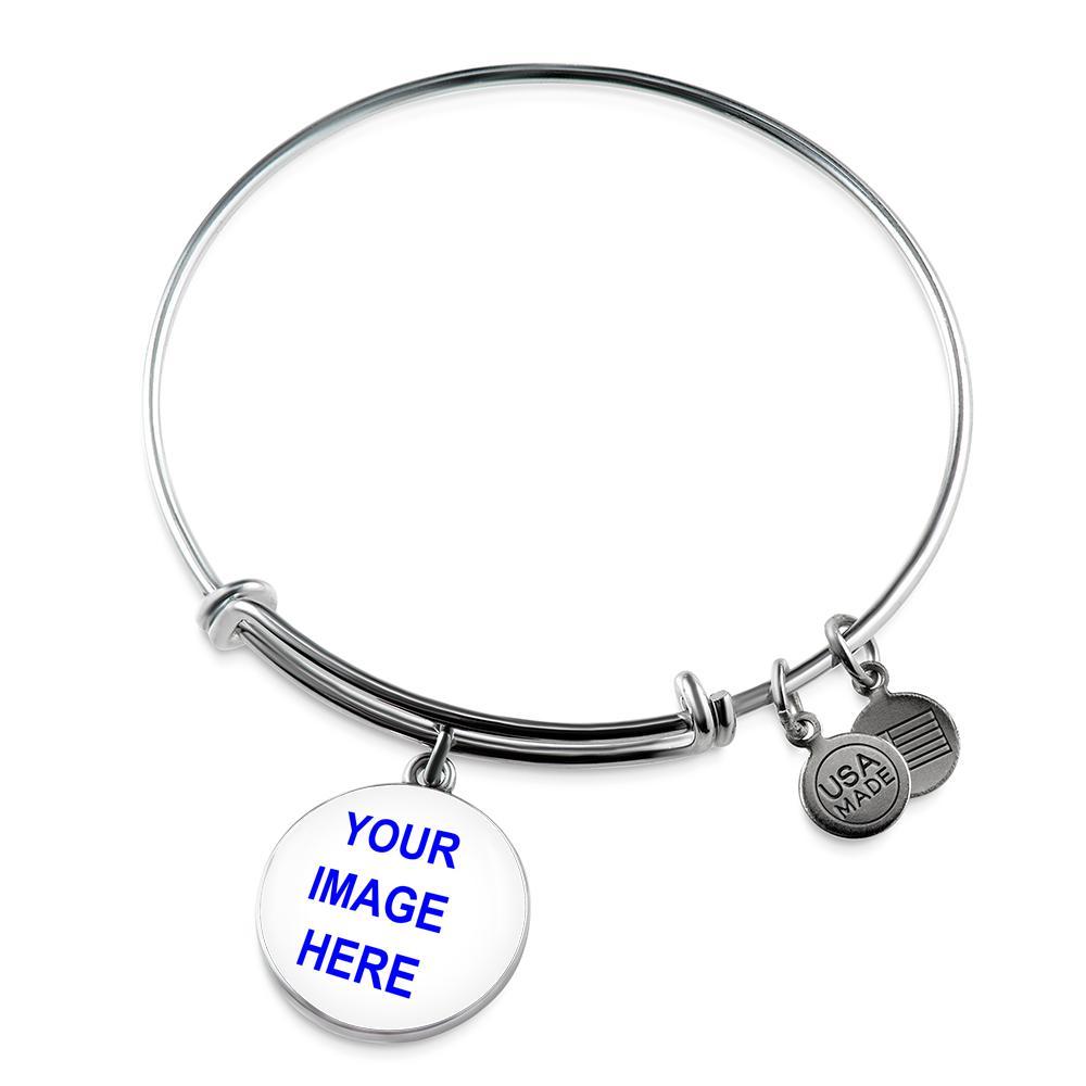 Personalized Bangle with Circle Pendant