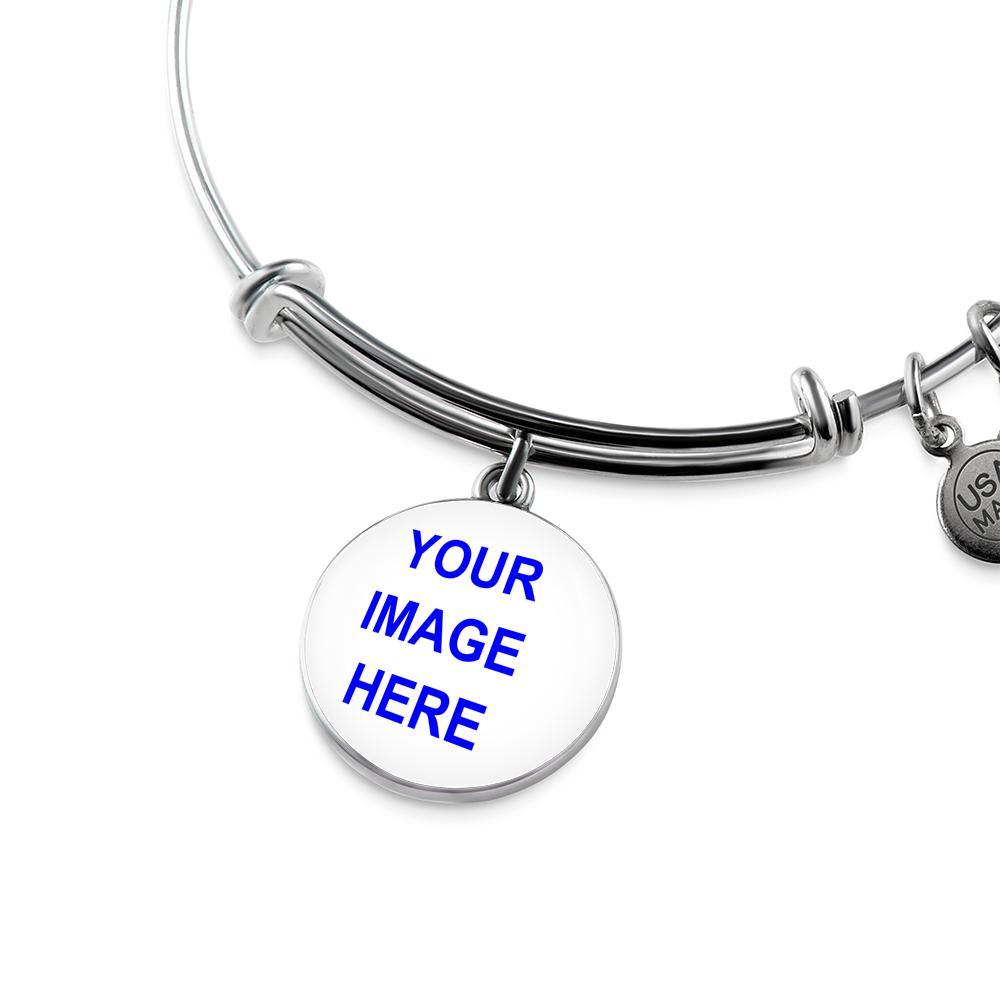 Personalized Bangle with Circle Pendant