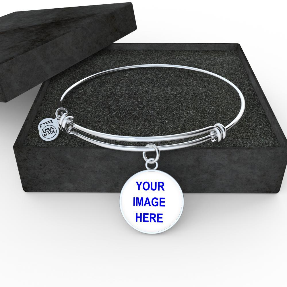 Personalized Bangle with Circle Pendant