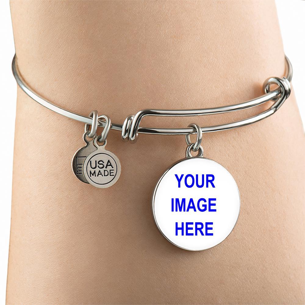 Personalized Bangle with Circle Pendant