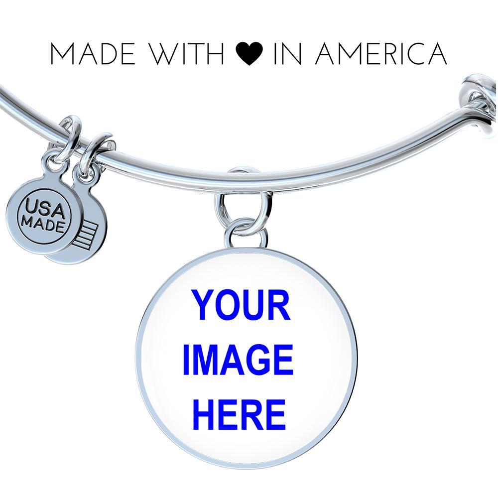 Personalized Bangle with Circle Pendant