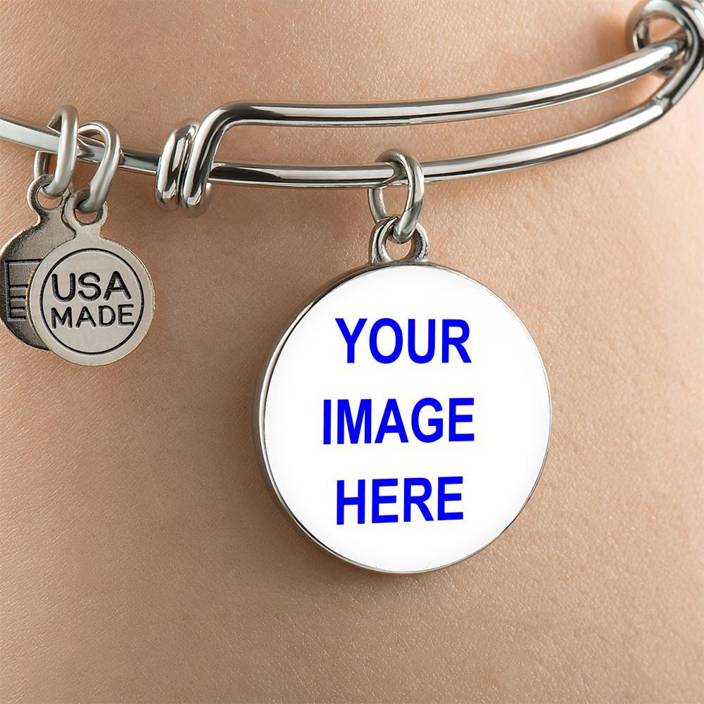 Personalized Bangle with Circle Pendant